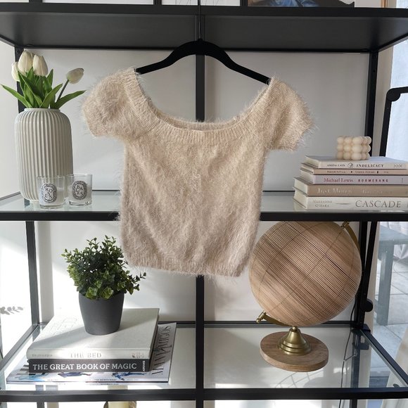 Cream Fuzzy/Fluffy Shirt - Picture 2 of 2